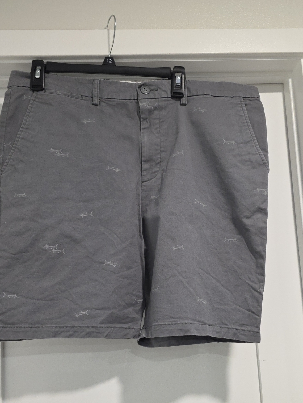 Men's Gray Embroidered Shark Shorts